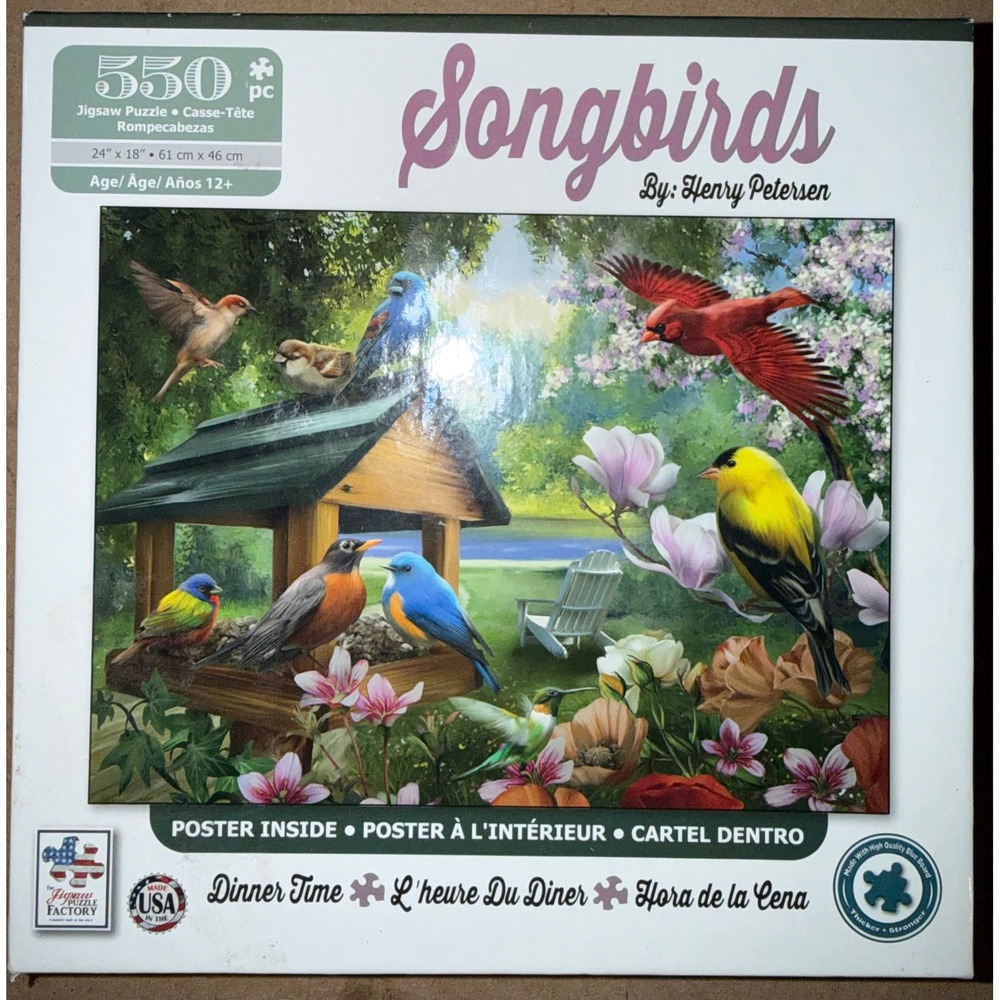 The Jigsaw Puzzle Factory Songbirds Dinner Time 550 Piece Puzzle Henry Petersen